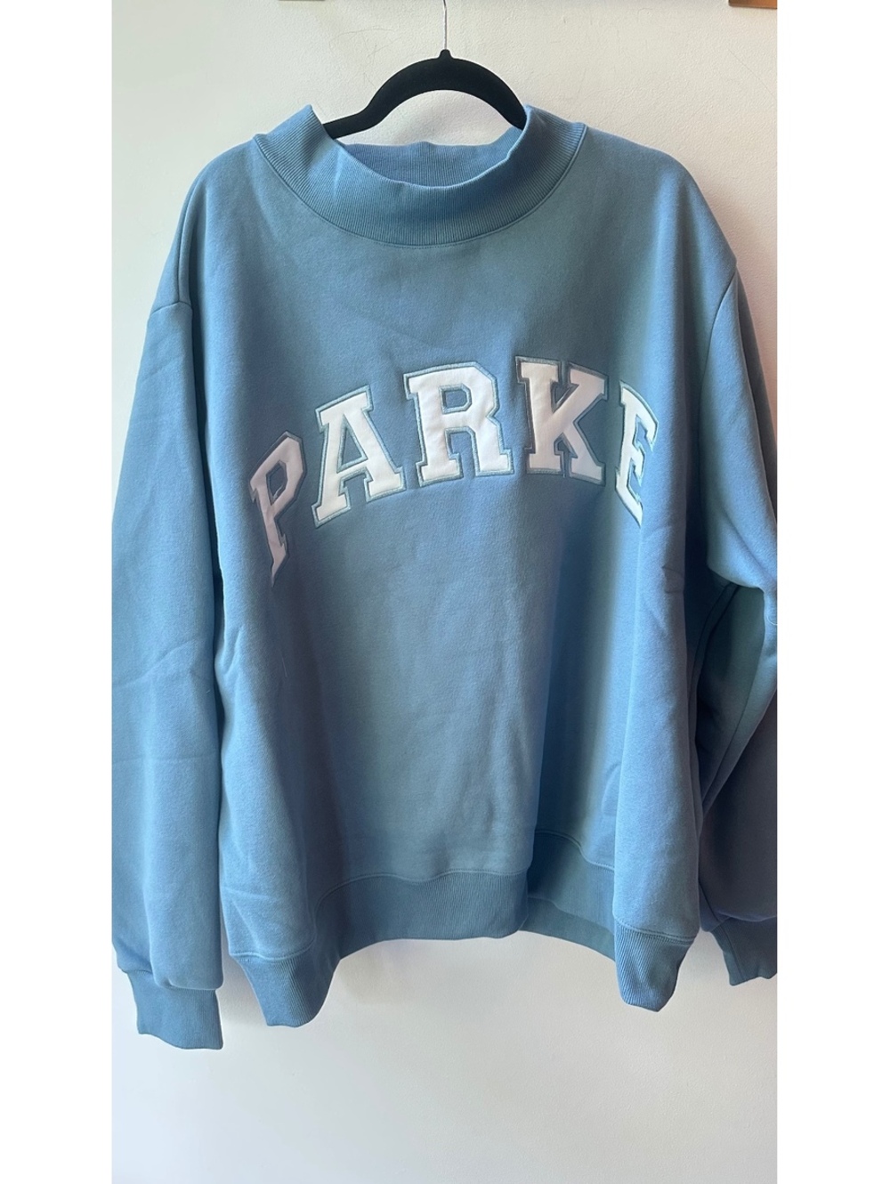 PARKE Glacier Blue Varsity Mockneck Sweatshirt, 29” Pit to Pit XXL | 500